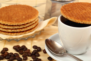 Coffee Cup and Caramel Wafer