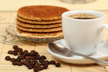 Coffee Cup and Caramel Wafer