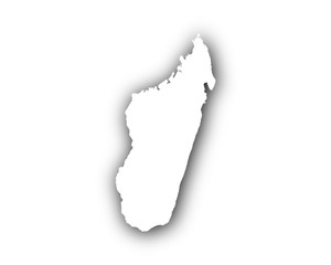Karte von Madagaskar mit Schatten