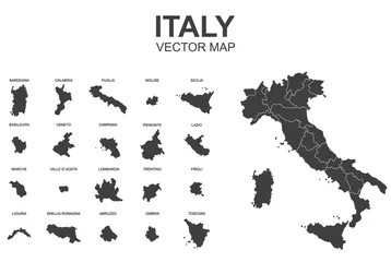 Fotobehang vector map of italy with borders of regions © agrus