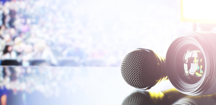 The microphone on the stage before debate.