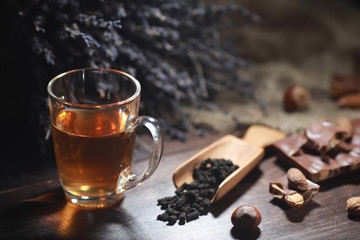 Brewed tea on a serving table