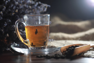 Brewed tea on a serving table