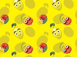Fruit Mango Cartoon Background Seamless Wallpaper
