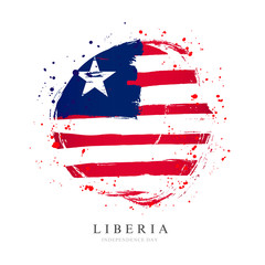 Liberian flag in the shape of a big circle.