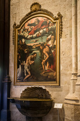Fototapeta premium Valencia, Spain - 07/21/2019 Valencia Cathedral, La Plaza De La Reina - Square Reina Baroque, Romanesque and gothic interior style. Editorial Use.