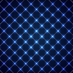 Abstract squares lines grid pattern with circles laser light on blue background technology concept. Geometric template design for cover brochure, banner web, presentation, etc