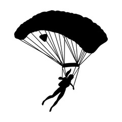 Black silhouette of a girl with parachute