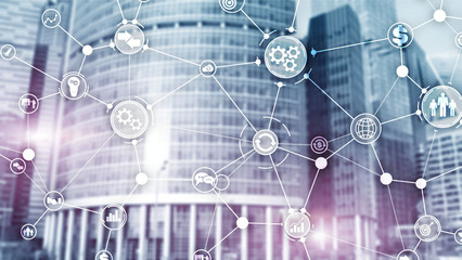 Diagram automation innovation concept on modern city background