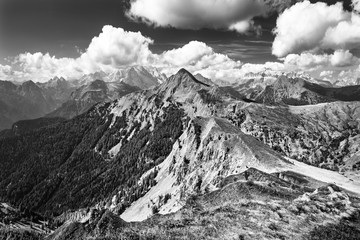 Scenic view on Passo Giau in Dolomites national park, Italy