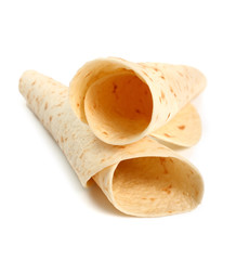 Tortilla Wrap Bread. Isolated on a white background.