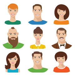 Vector male and female characters in flat style