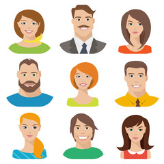 Vector male and female characters in flat style