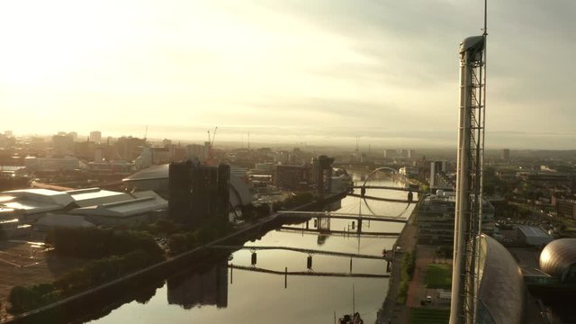 Establishing aerial view of Glasgow Scotland UK