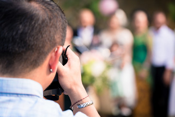 Wedding photographer taking picture