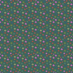 floral pattern, multi-colored flowers on a green background, seamless texture for designers