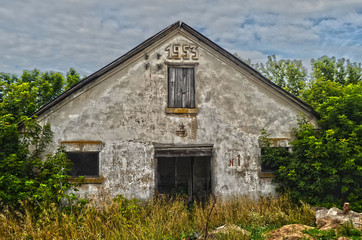 Fototapeta premium Abandoned huge milk farm near Chernobyl Area. Kiev Region. HDR
