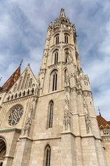 Fototapeta na wymiar facade of the church of St. Elizabeth in Budapest against the blue sky