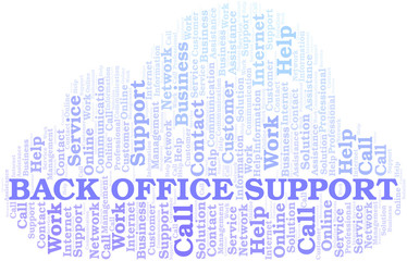 Back Office Support word cloud vector made with text only.