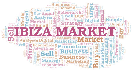 Obraz premium Ibiza Market word cloud. Vector made with text only.