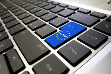 GDPR (General Data Protection Regulation)  logo on notebook keyboard