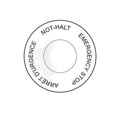 Abdeckung Not-Aus  mit Beschriftung [schwarz-weiß]
