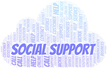 Social Support word cloud vector made with text only.