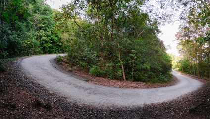 Panoramic view of down hill road on mountain