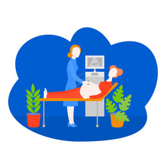 Pregnancy examination. Pregnant woman ultrasound, healthcare and maternity diagnostic. Gynecologist doctor monitoring patient belly in clinic