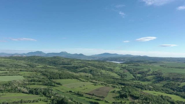 Blue sky by early morning over the valley of mountains in Eastern Serbia