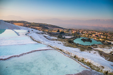 Pamukkale pool terraces in Hierapolis in Turkey