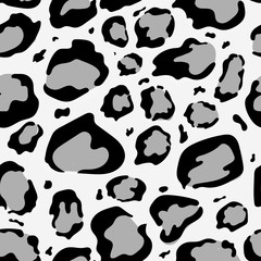 Cartoon monochrome seamless cute leopard pattern. vector. animal theme. 