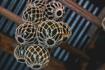 Green decorative glass balls