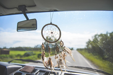 Dream catcher in camper van window