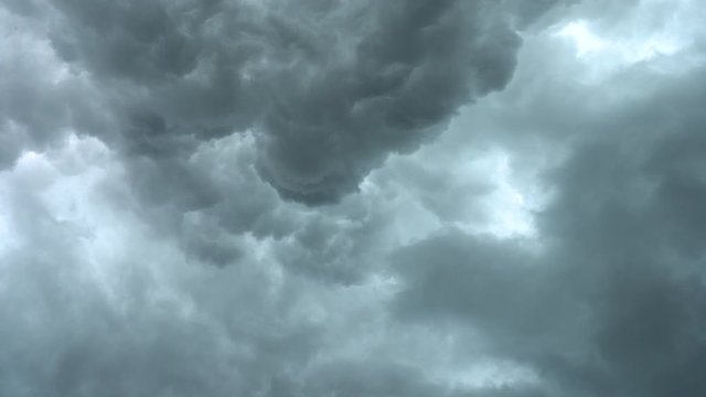 Ominous, dark clouds moving in the sky, evil moment, moments before disaster. Heavy, fast-moving clouds, evil scene, darkness coming
