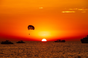 The amazing sunset over Island Ibiza