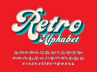 Vector of groovy hippie style alphabet design