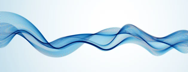 Abwaschbare Fototapete Abstrakte Welle Dynamische Partikel Schallwelle fließt. Gepunktete Kurven Vektor abstrakten Hintergrund. Schönes 3D-Wellenförmiges Array von Mischpunkten.