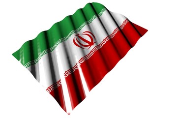 beautiful celebration flag 3d illustration. - shining flag of Iran with large folds lay isolated on white