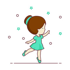 Woman Dancing. Young Girl Full Body, cartoon icon. Isolated on white background. Vector illustration