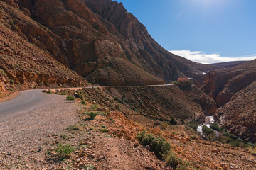Picturesque Serpentine mountain road in Gorges Dades in high Atlas, Morocco