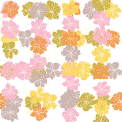 Obraz premium Anemone or windflower poppies flowers background. Floral vector seamless pattern with hand drawn stylized floral elements in pastel colors.