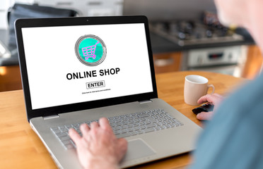 Online shop concept on a laptop