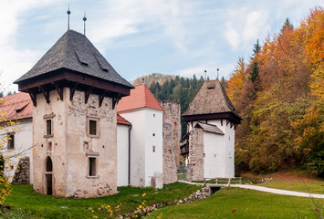 Fototapeta na wymiar The beautiful Žiče Charterhouse a former Carthusian monastery, in the municipality of Slovenske Konjice, Slovenia, in the autumn season