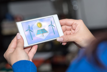 Clean energy concept on a smartphone