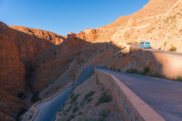 Picturesque Serpentine mountain road in Gorges Dades in high Atlas, Morocco