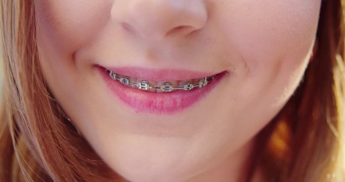 A young lady's mouth. Detail shot