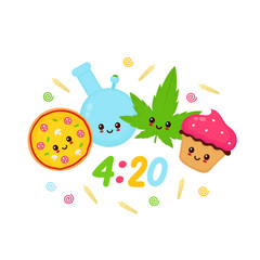 Happy cute smiling kawaii bong,cannabis