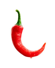 Fresh red chili pepper isolated on white background