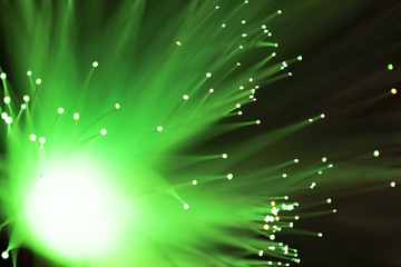 Green fiber optics lights abstract background